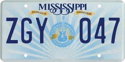 MS license plate ZGY047