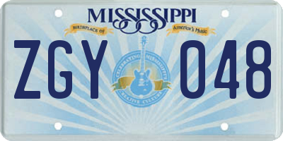 MS license plate ZGY048