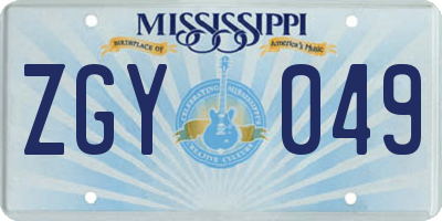 MS license plate ZGY049