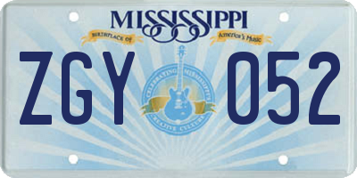 MS license plate ZGY052