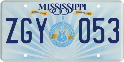 MS license plate ZGY053