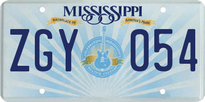 MS license plate ZGY054