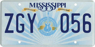 MS license plate ZGY056