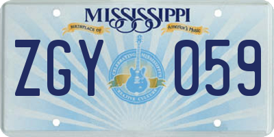 MS license plate ZGY059