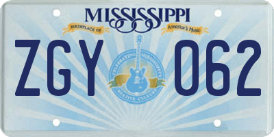 MS license plate ZGY062