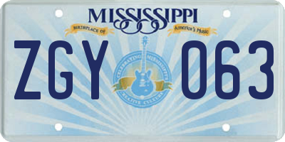 MS license plate ZGY063
