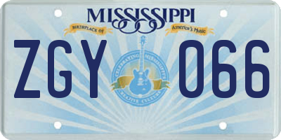MS license plate ZGY066