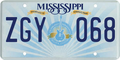 MS license plate ZGY068