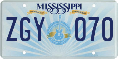 MS license plate ZGY070