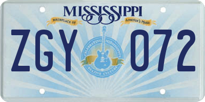 MS license plate ZGY072