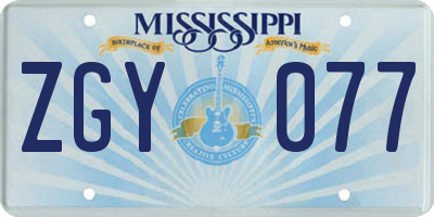 MS license plate ZGY077
