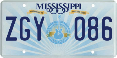 MS license plate ZGY086