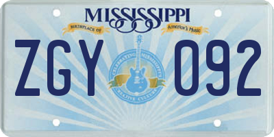 MS license plate ZGY092