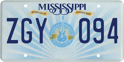MS license plate ZGY094