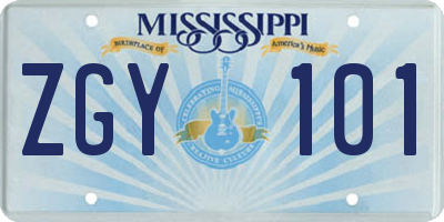 MS license plate ZGY101