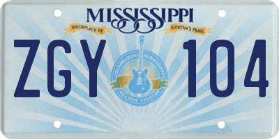 MS license plate ZGY104