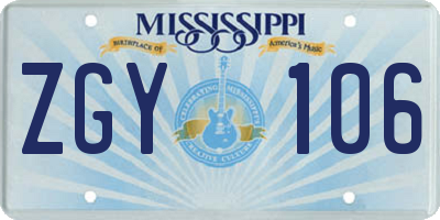 MS license plate ZGY106