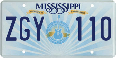 MS license plate ZGY110