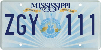 MS license plate ZGY111
