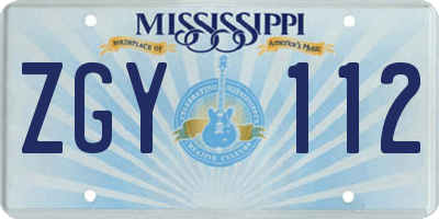 MS license plate ZGY112
