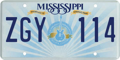 MS license plate ZGY114