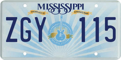 MS license plate ZGY115