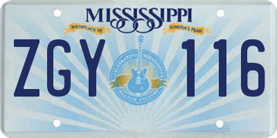 MS license plate ZGY116