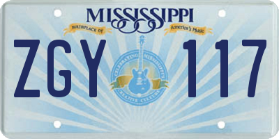MS license plate ZGY117