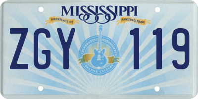 MS license plate ZGY119