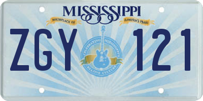 MS license plate ZGY121