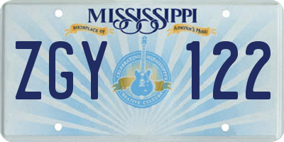 MS license plate ZGY122
