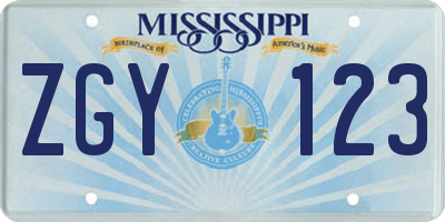 MS license plate ZGY123