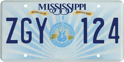 MS license plate ZGY124