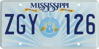 MS license plate ZGY126
