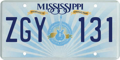 MS license plate ZGY131