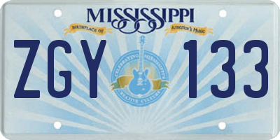 MS license plate ZGY133