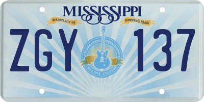 MS license plate ZGY137