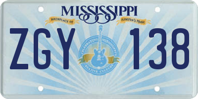 MS license plate ZGY138