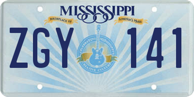 MS license plate ZGY141