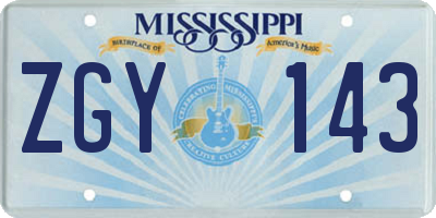 MS license plate ZGY143