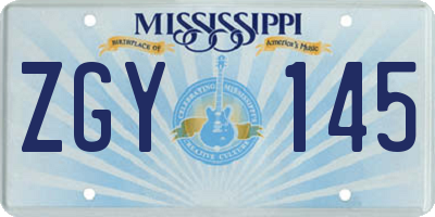 MS license plate ZGY145