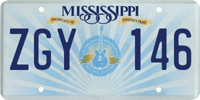 MS license plate ZGY146