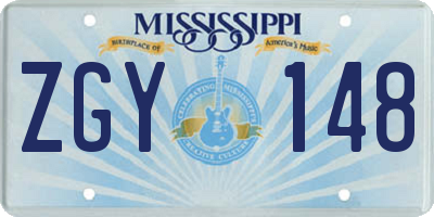 MS license plate ZGY148