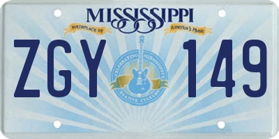 MS license plate ZGY149