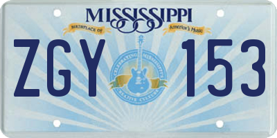 MS license plate ZGY153