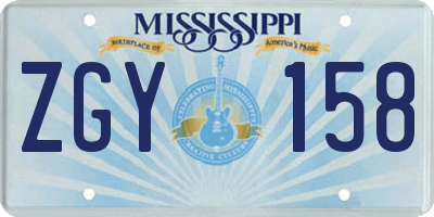 MS license plate ZGY158