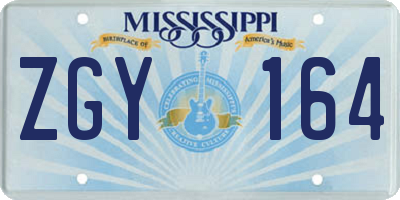 MS license plate ZGY164