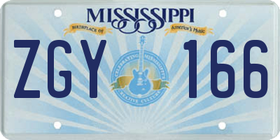 MS license plate ZGY166