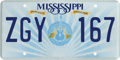 MS license plate ZGY167