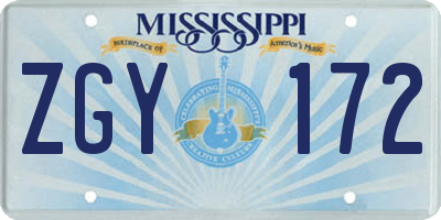 MS license plate ZGY172